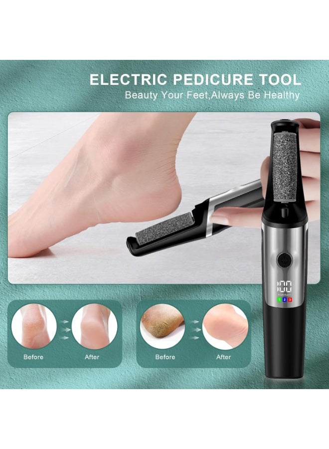 عام مزيل مسامير القدم الكهربائي، عصا باديكير ناعمة قابلة لإعادة الشحن، أدوات باديكير احترافية للبشرة الجافة والميتة والمتشققة والصلبة، مجموعة العناية بالقدمين في المنزل للرجال والنساء - Image 3